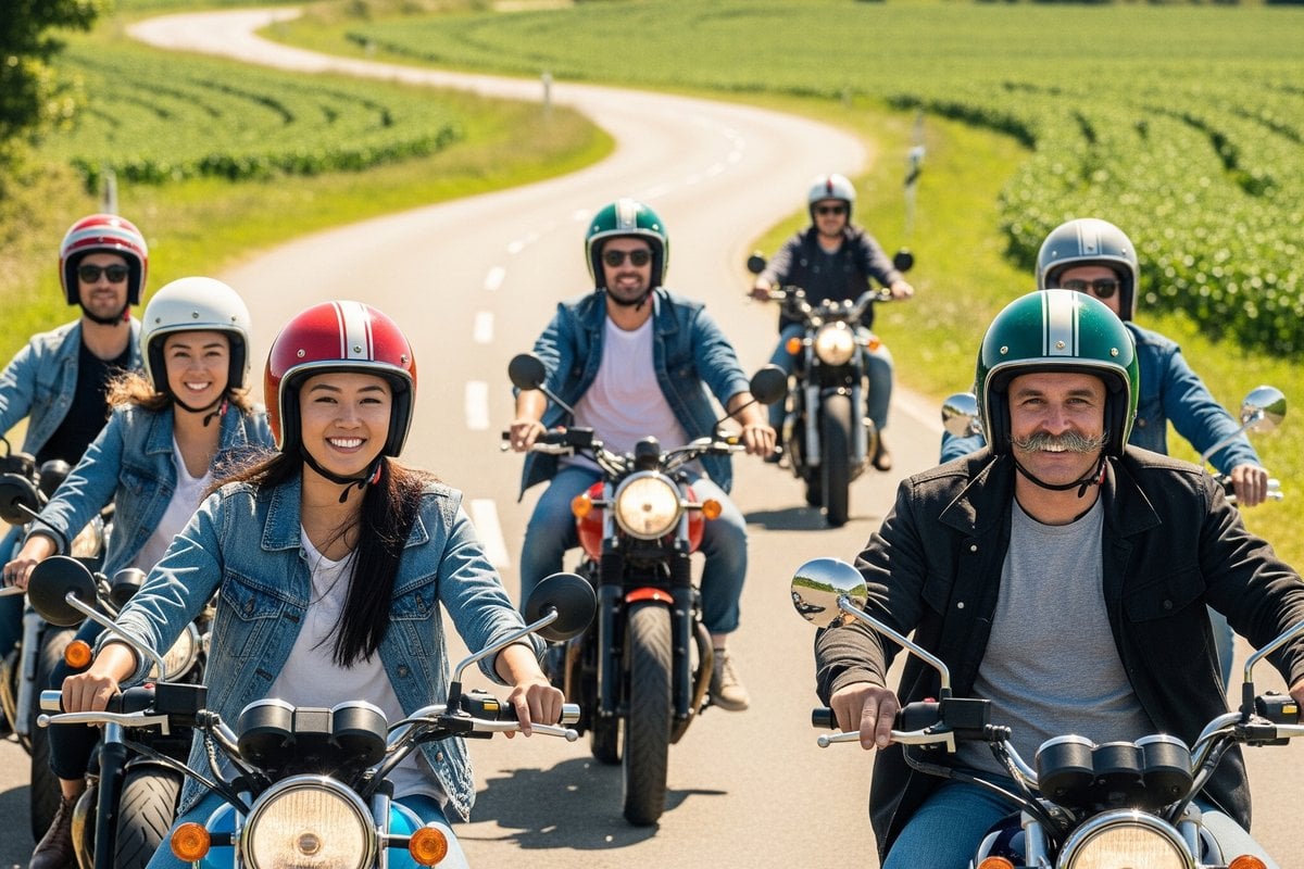 Weekend riders on country road