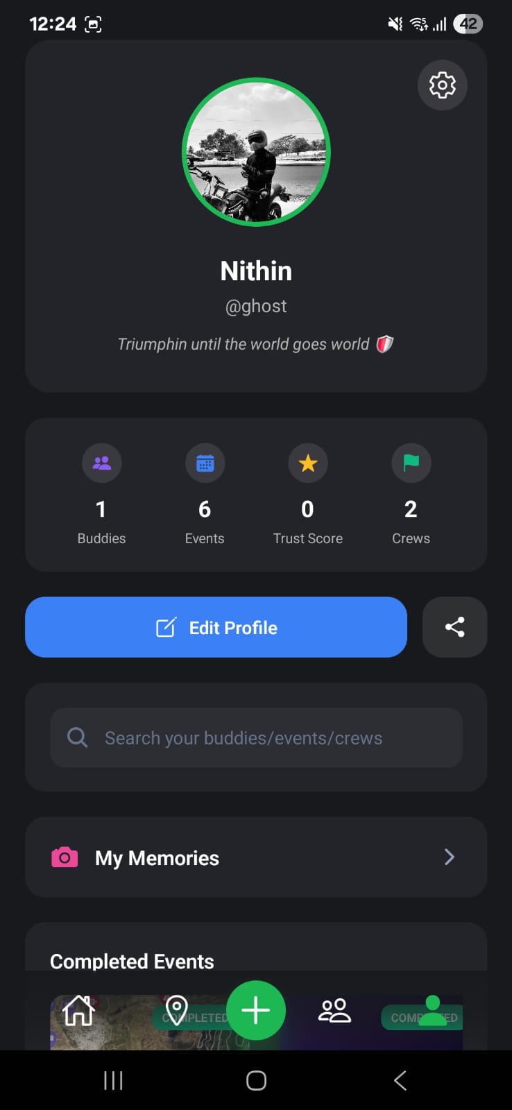 Tripplin Profile Screen